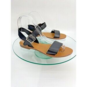 Catherine Malandrino Drone Sandal 6.5 Womens Black Faux Leather Strap